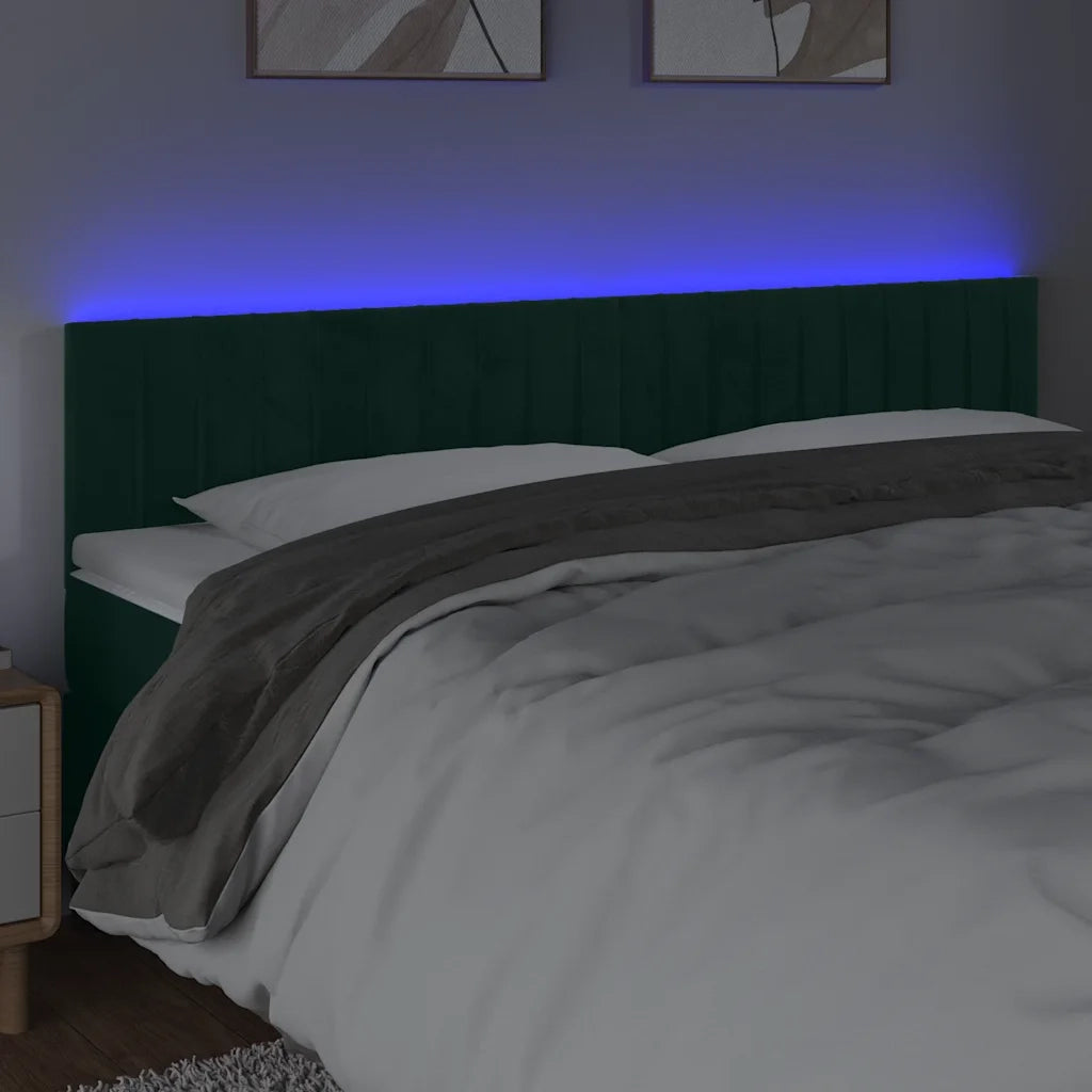 Testiera a LED Verde Scuro 160x5x78/88 cm in Velluto 3121907