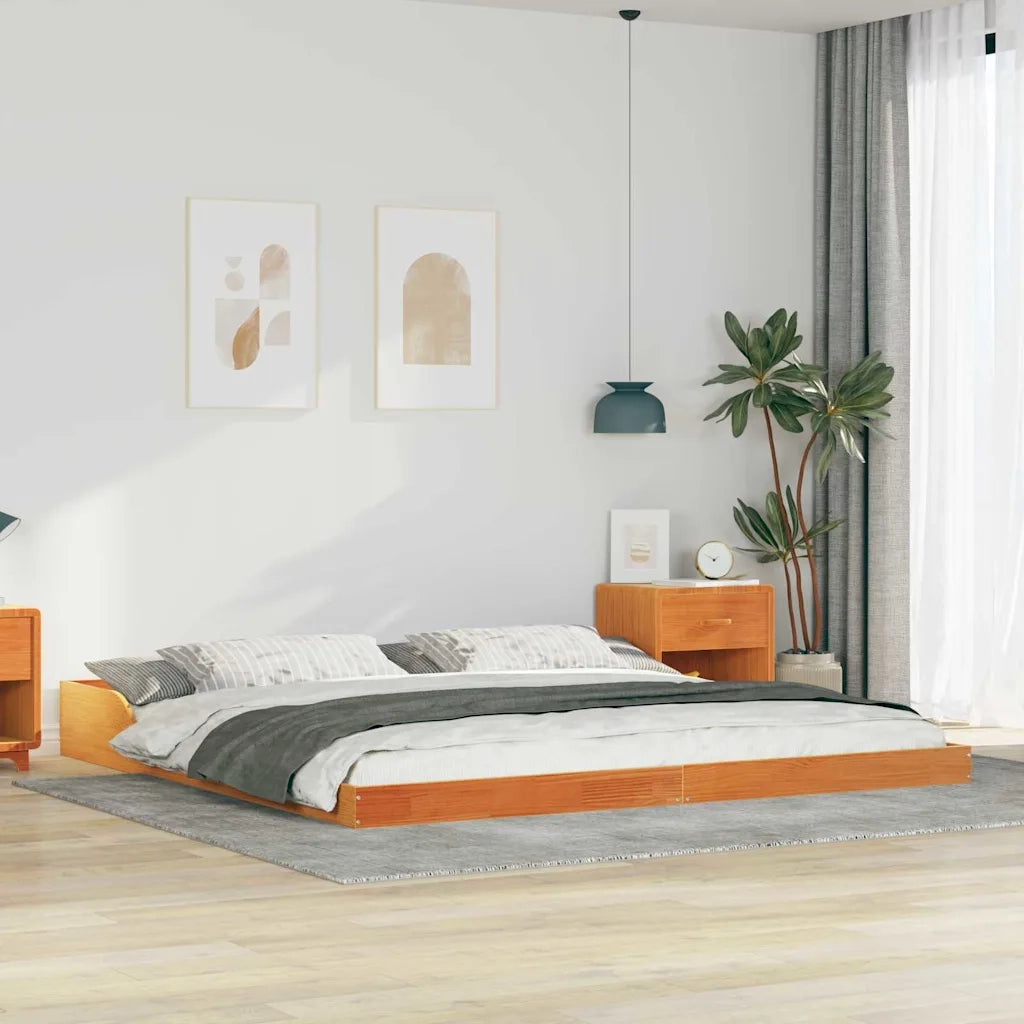 Struttura del letto Marrone cerato 200 x 220 cm Pino massello 873384