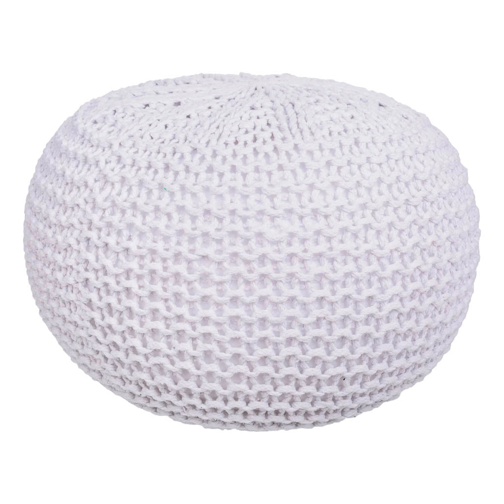 Puff de algodón trenzado blanco 38x38x30