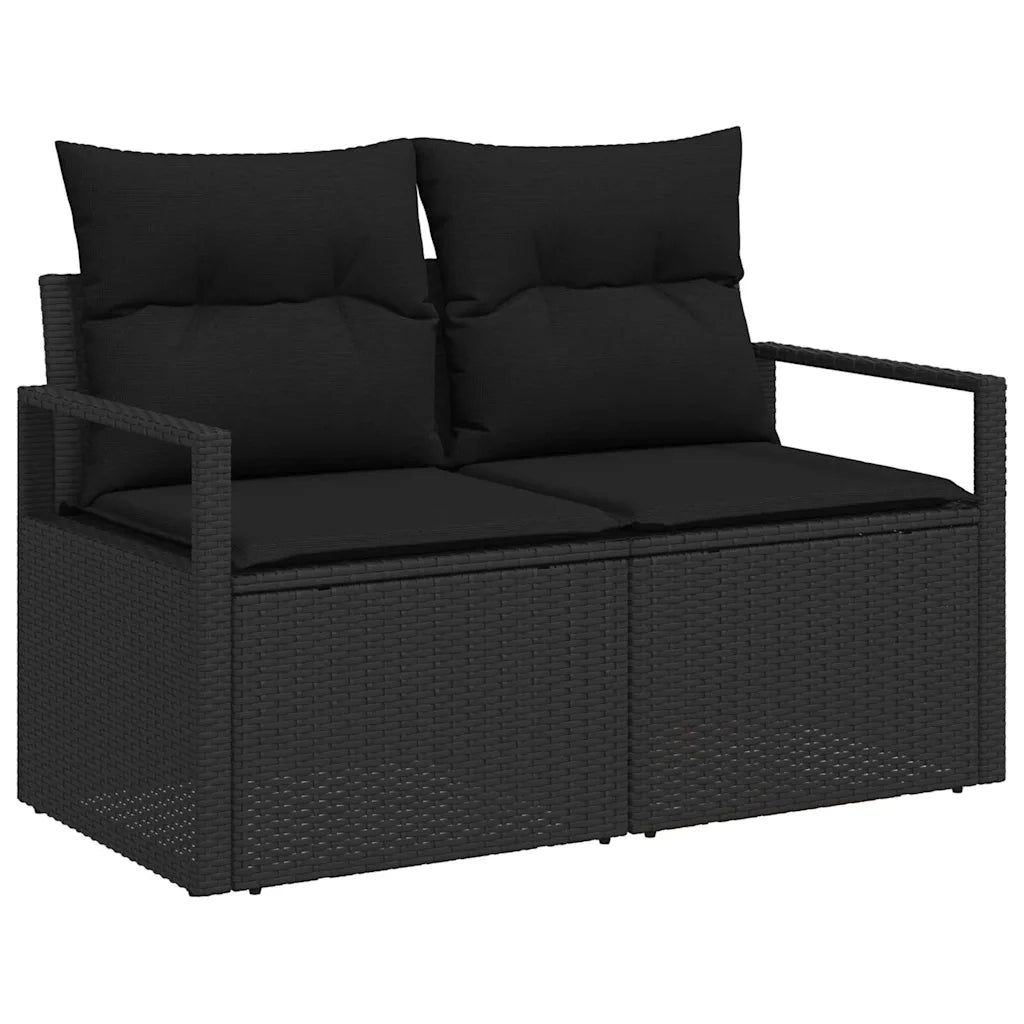 Set Divano da Giardino con archiviazione 7 pcs Nero polyrattan