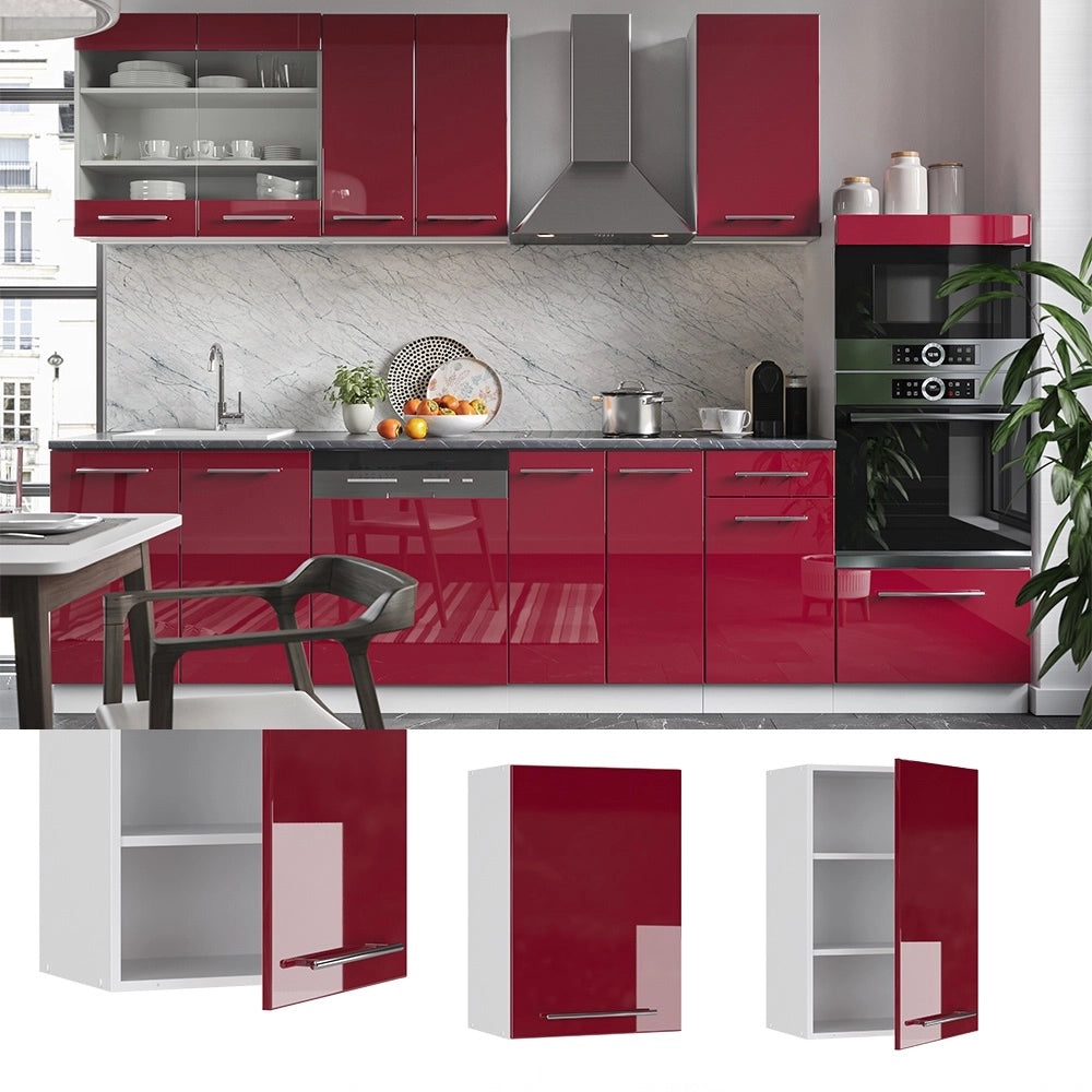 Pensile da cucina Fame-Line Bordeaux lucido/Bianco 50 cm Vicco