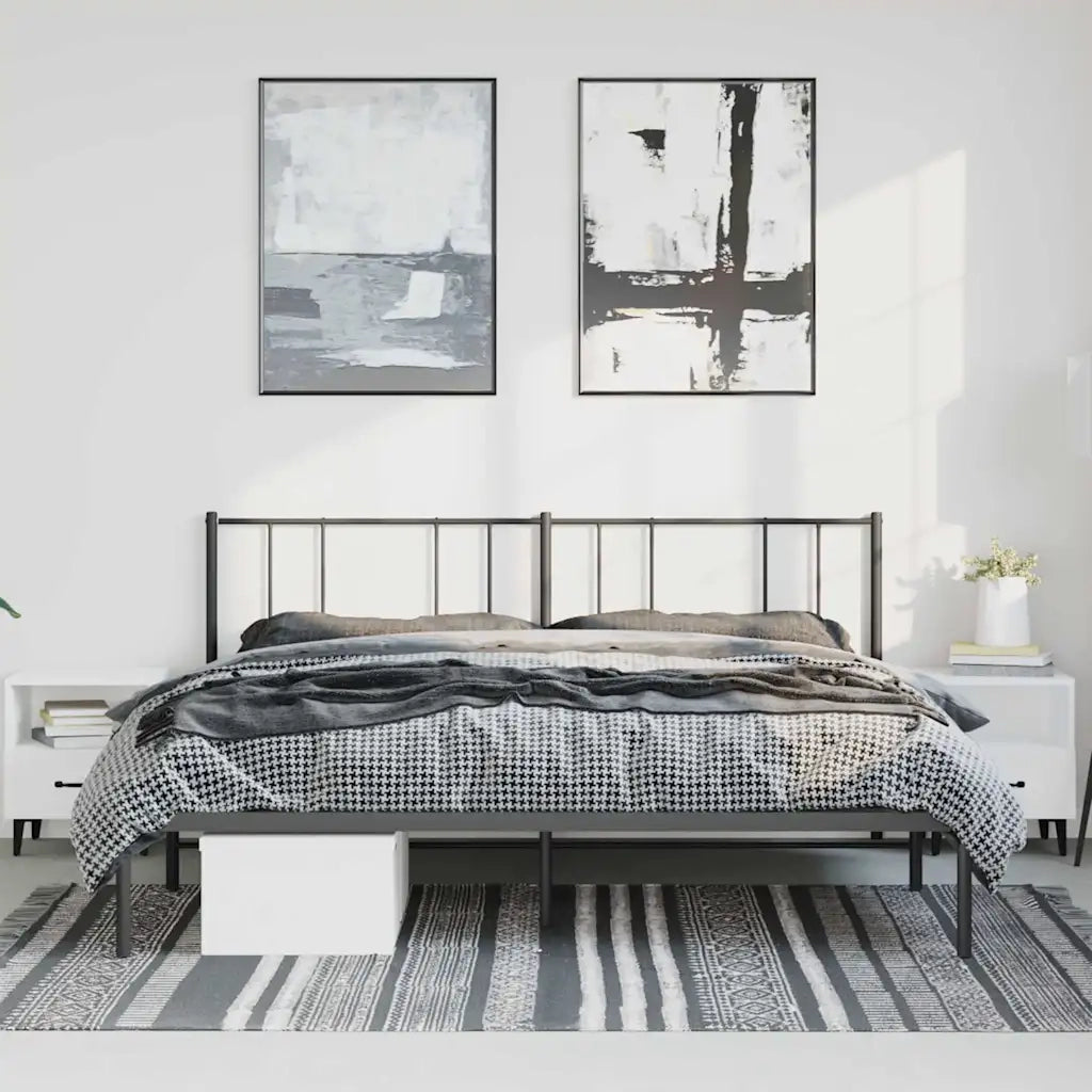 Letto matrimoniale | Letto per adulti | Giroletto con Testiera in Metallo Nero 183x213 cm