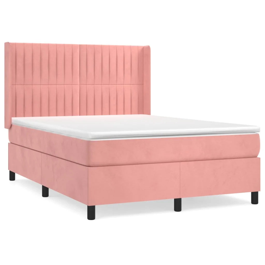 Giroletto a Molle con Materasso Rosa 140x190 cm in Velluto 3132800
