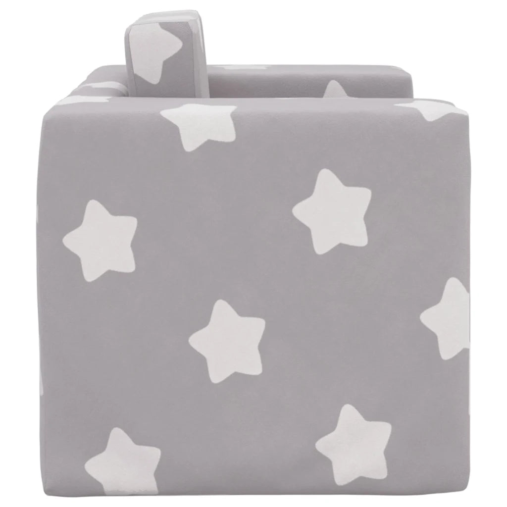 Divano Letto Bambini Grigio Chiaro con Stelle Morbido Peluche 4104802