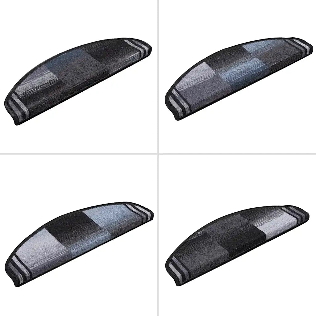 Tappetini Autoadesivi per Scale 15 pz | Gradini per Scale Nero e Grigio 65x21x4 cm