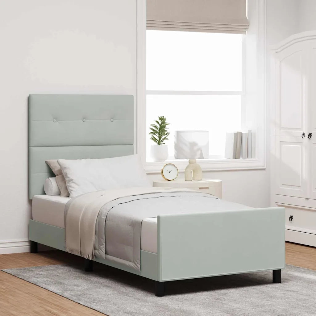 Letto a molle con testiera Grigio chiaro 80 x 200 cm Velluto