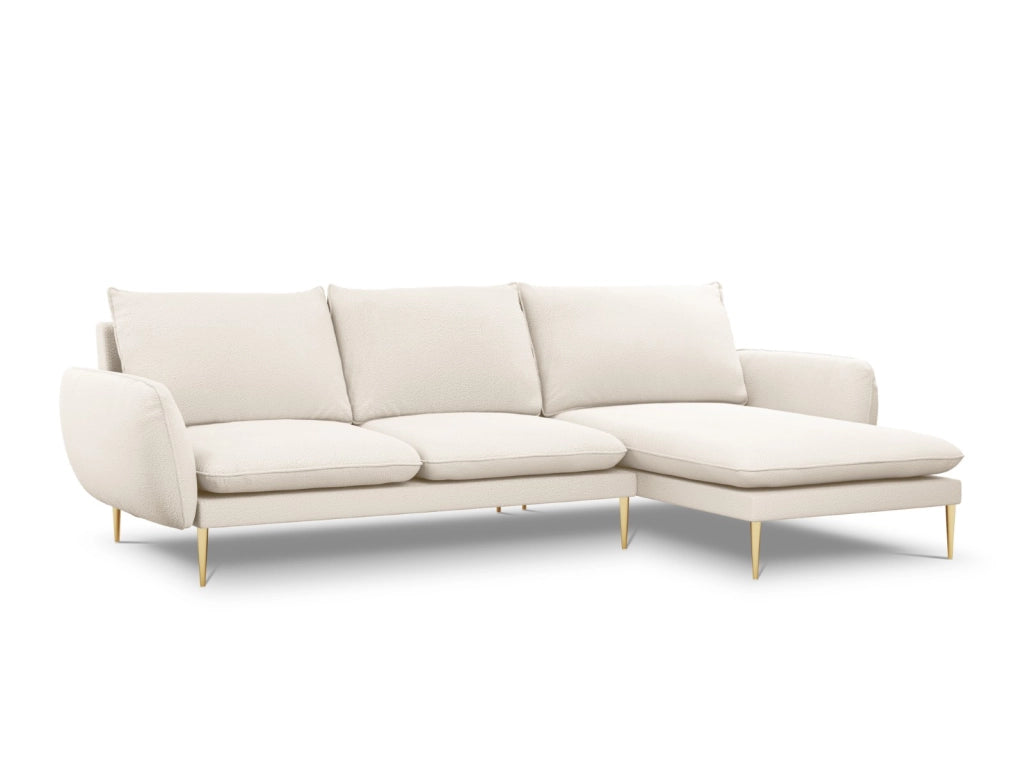Cosmopolitan Design - Divano angolare destro "Vienna" 5 posti in bouclé beige 