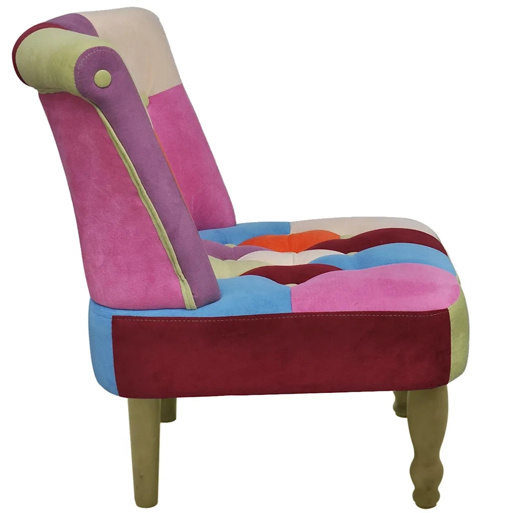 Poltrona Francese Design Patchwork in Tessuto 240809
