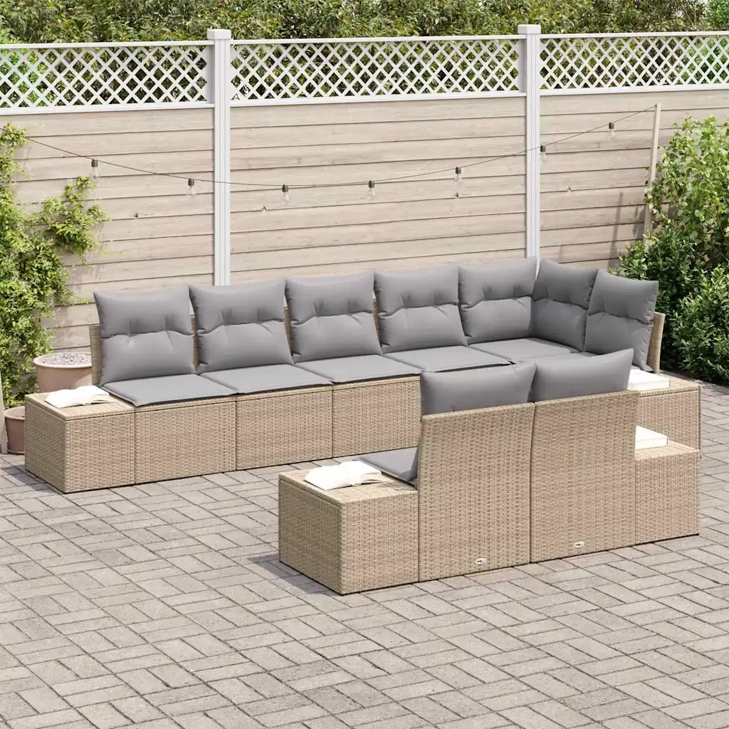 Set Divano da Giardino 8 pcs Beige e grigio polyrattan 3347110