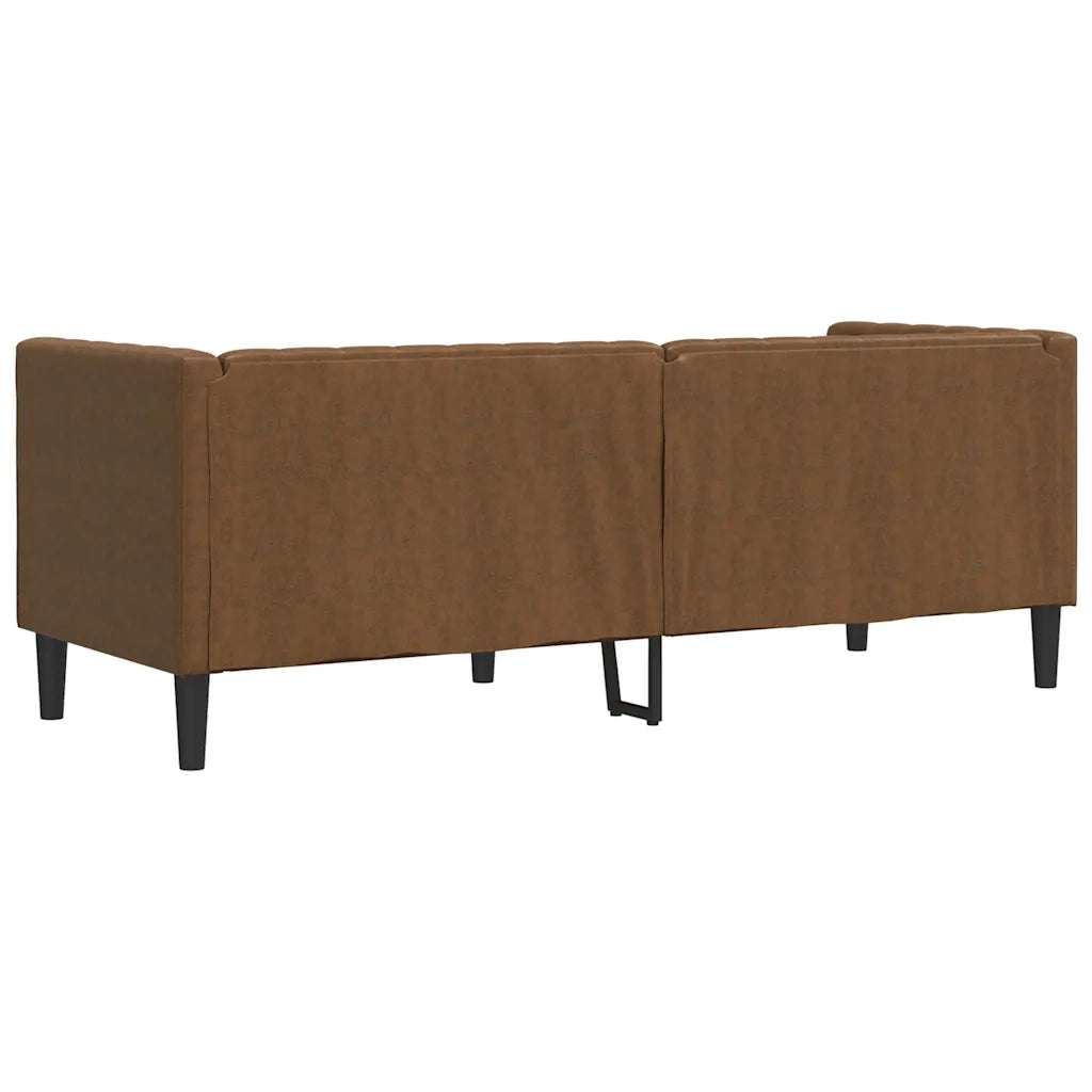 Divano Chesterfield a 3 Posti Marrone in Similpelle Scamosciata 372672