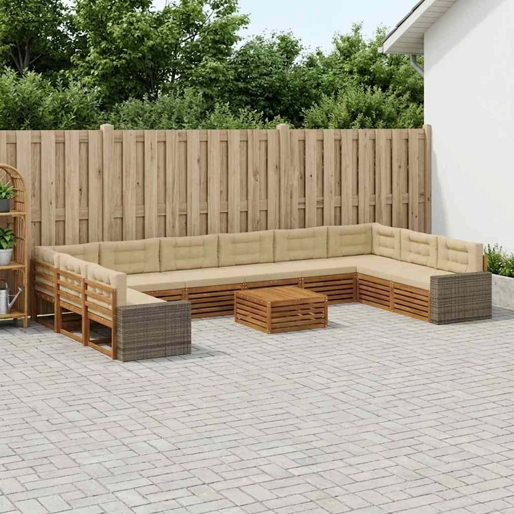 Set divani 11 pz Legno di Acacia Massello 3383941