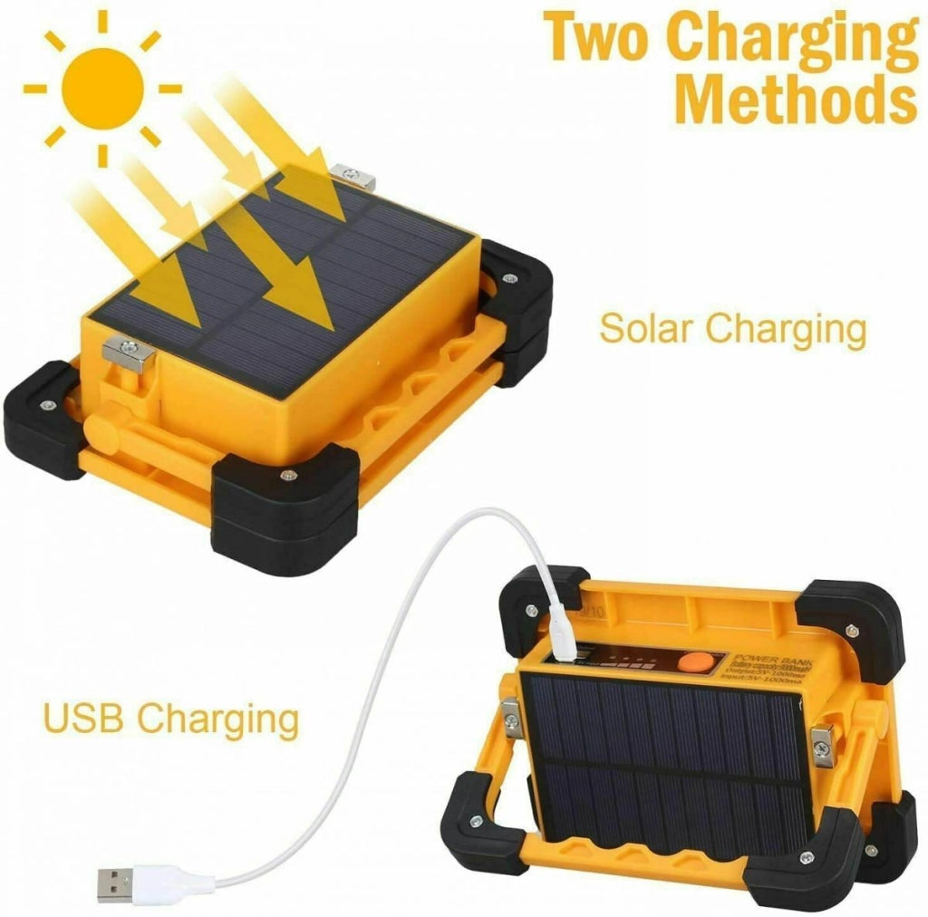 Faro Faretto di emergenza led 60w con pannello solare ricaricabile USB sos campeggio