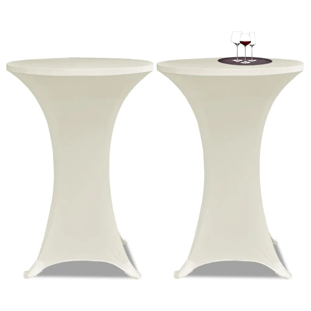 Copritavolo ?60 cm Crema Tessuto elasticizzato 2 pezzi 241207