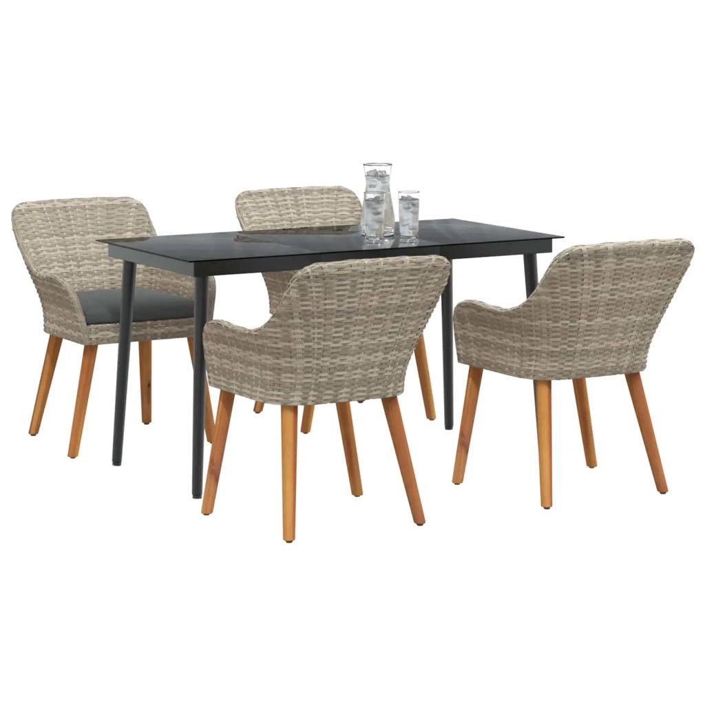 Set da Pranzo per Giardino 5 pcs Grigio chiaro polyrattan 3261707