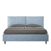 BS COM Letto queen size con rete imbottito 150x190 microfibra azzurro