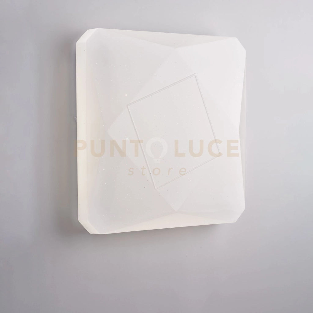 Plafoniera quadrata diametro 50 cm in acrilico bianco con led integrato CCT + telecomando