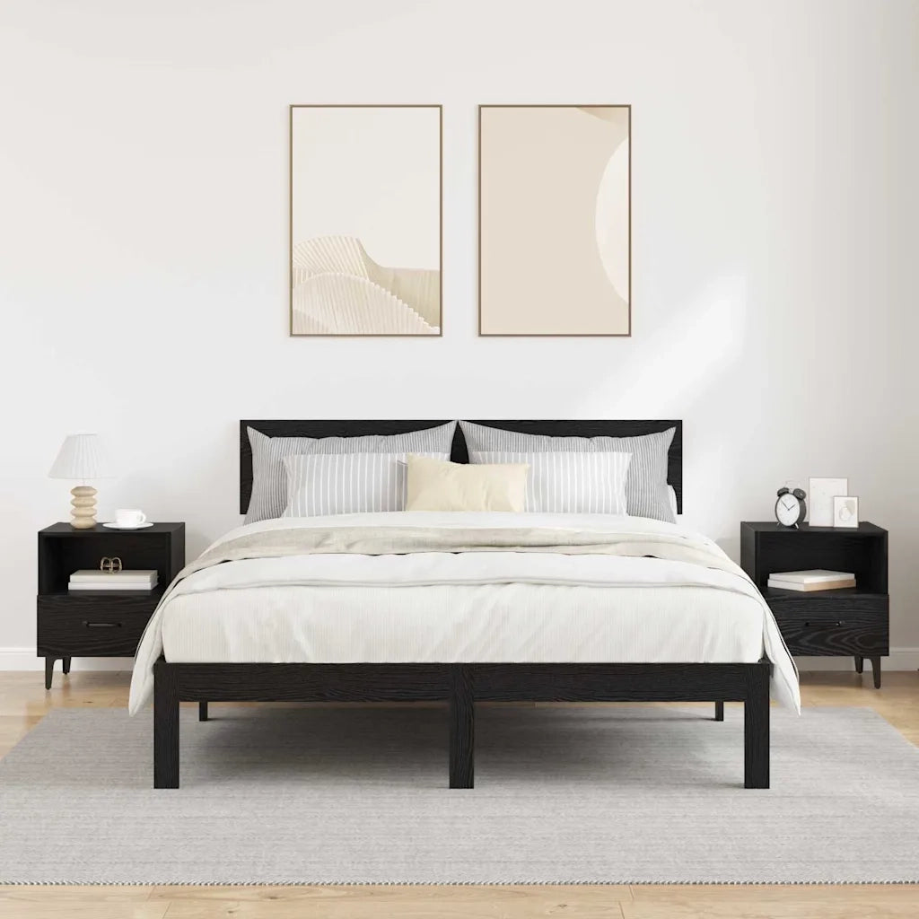 Set di 2 Comodini | Armadio da Notte | Mobiletto da notte Rovere nero 40 x 35 x 47,5 cm