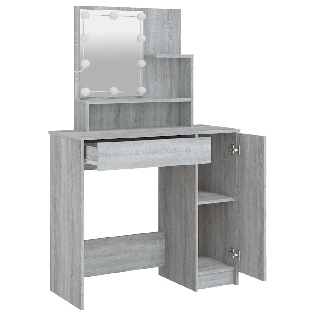 Toeletta con LED Grigio Sonoma 86,5x35x136 cm 820485