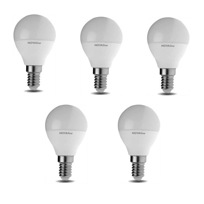 SET 5 LAMPADINE LED SFERA E14 5W 6500K 470LM