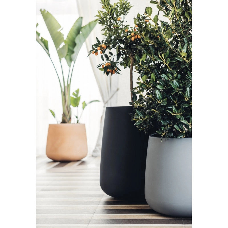 Vaso moderno di design Ø53 H55 in polimero bianco resistente per interno ed esterno - Made in Italy - Monacis