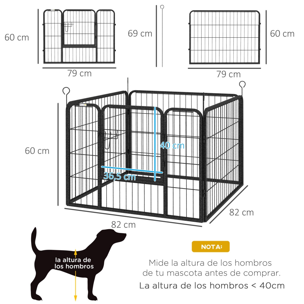 Parco per cani pieghevole 4 pannelli ¨C Minimal ¨C 82x82x60 cm grigio