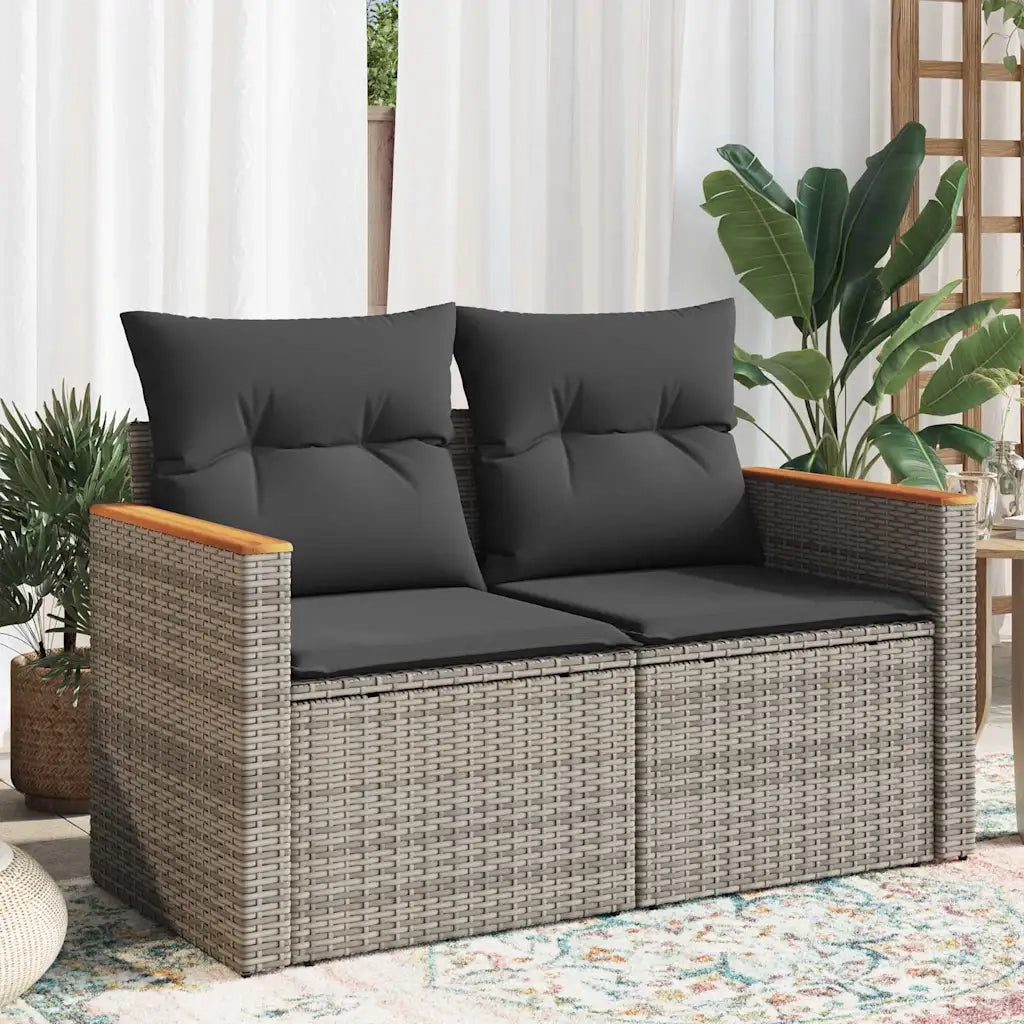 Divano da Giardino con Cuscini 2 Posti-Sofa da Giardino-Divano da esterno Grigio in Polyrattan 569064