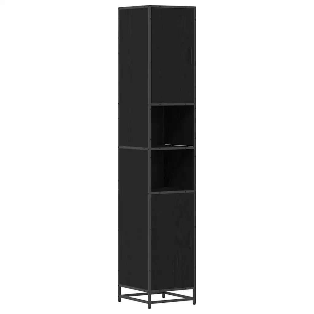 Set di mobili per il Bagno | Armadio da bagno 3 pz Rovere Nero Legno multistrato