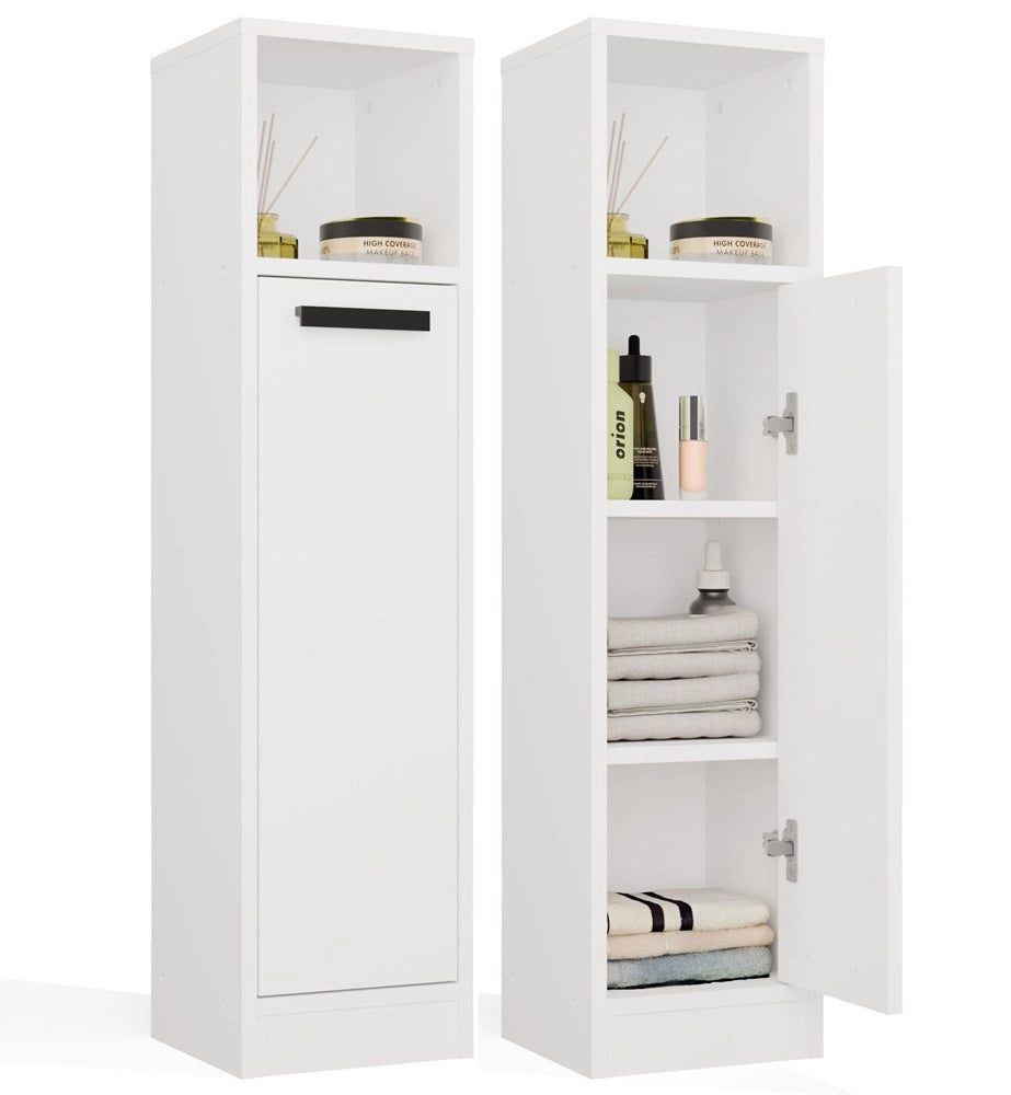 Mobile bagno MEXY 1d colonna scaffale 1 ante 4 ripiani da terra bianco