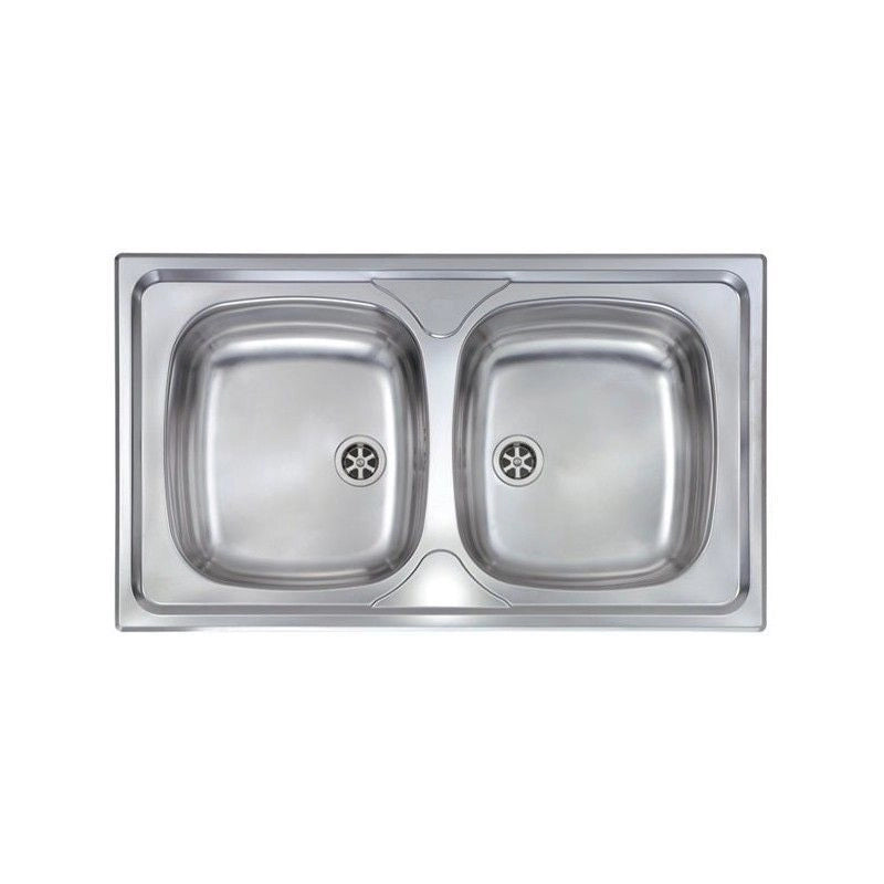 CM 011554 Mondial Lavello da incasso 2 vasche 86x50 cm Acciaio Inox AISI 304 Sopratop Prelucidato colore Inox