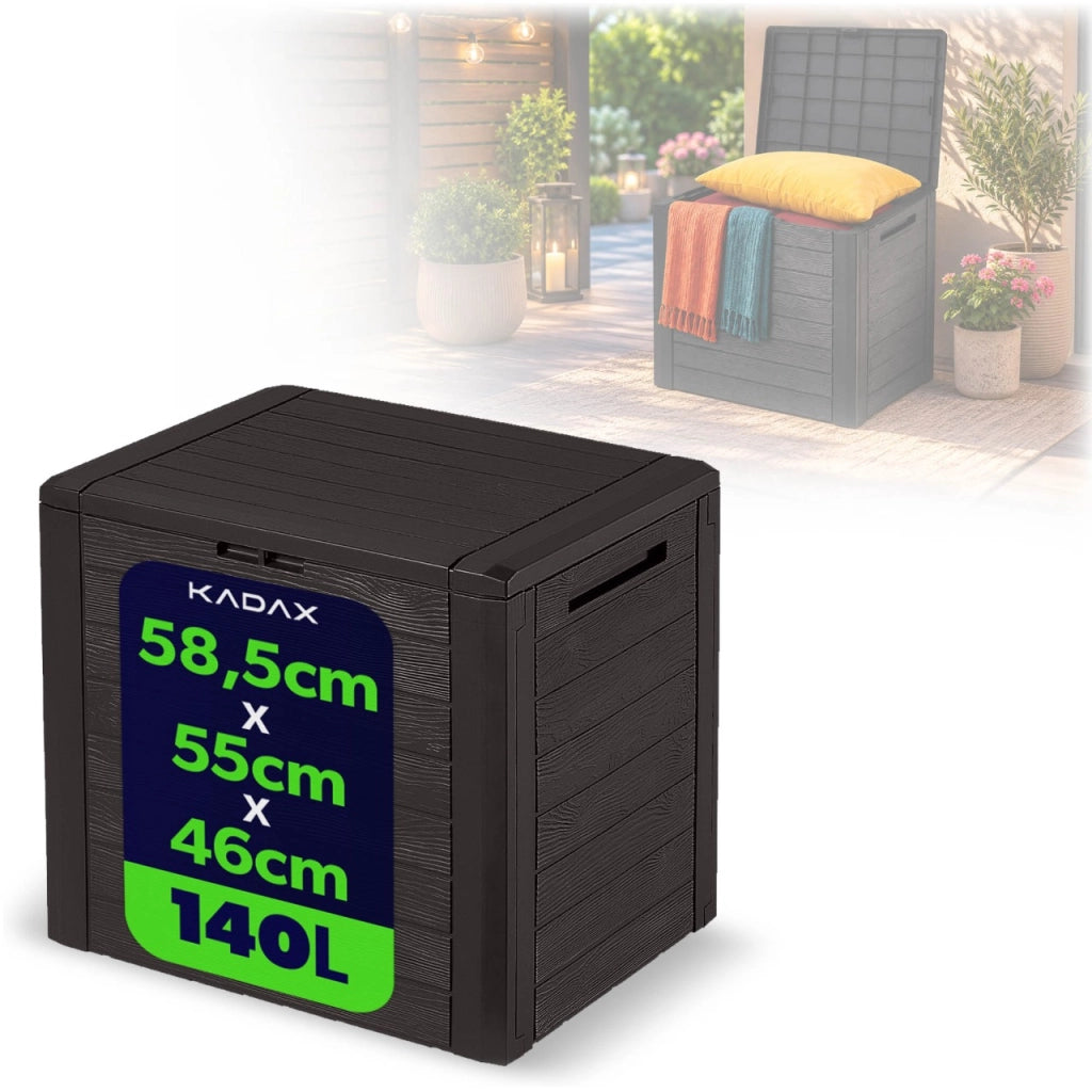 KADAX Box da giardino/balcone da 140 litri, contenitore per giardino, balcone e terrazzo.