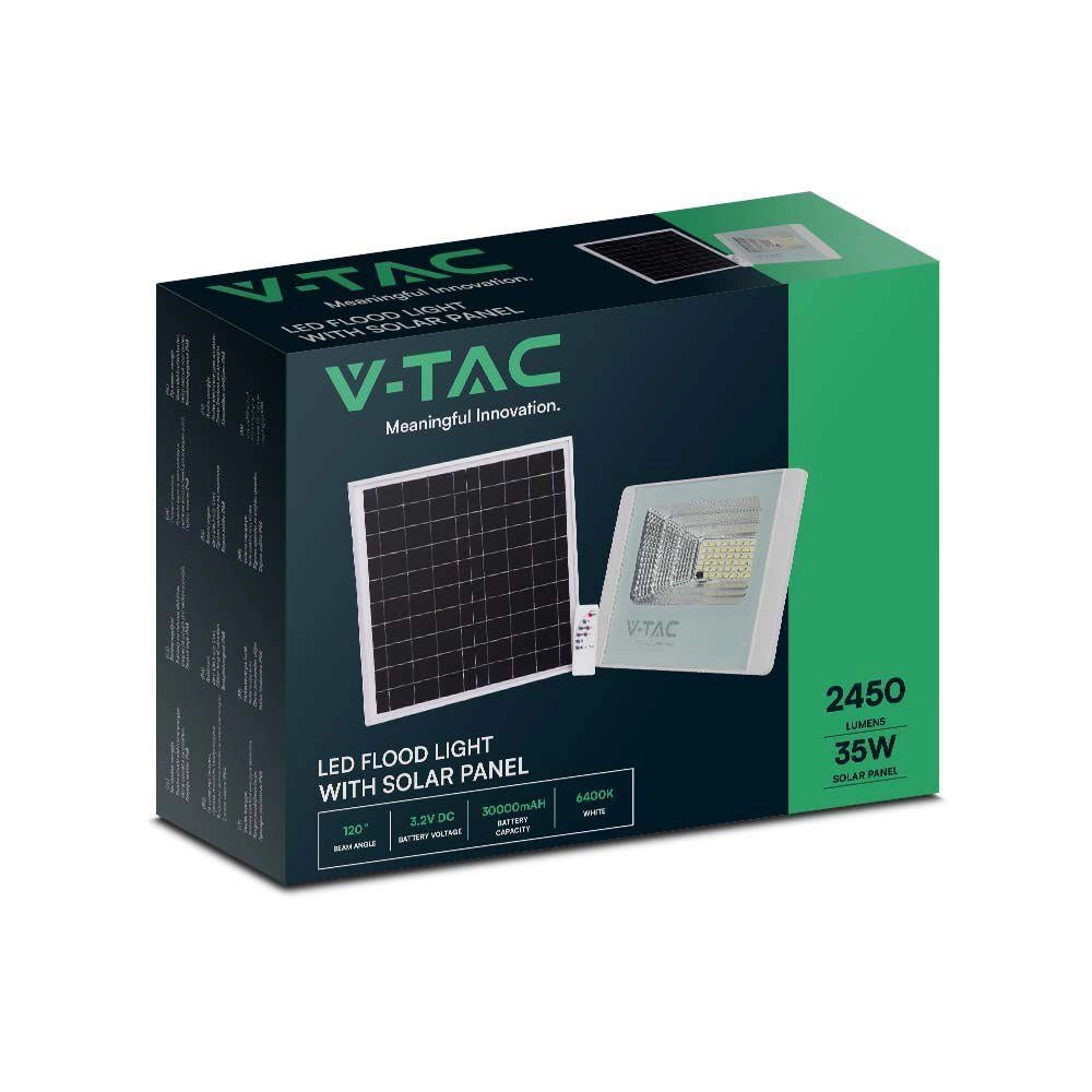 Faro LED solare V-TAC 35W 6400K IP65 con telecomando