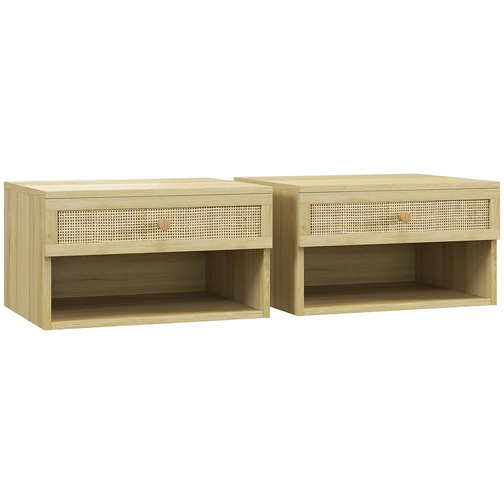 Comodino con Cassetto e Ripiani Aperti ¨C zephmum ¨C 40x34x23 cm