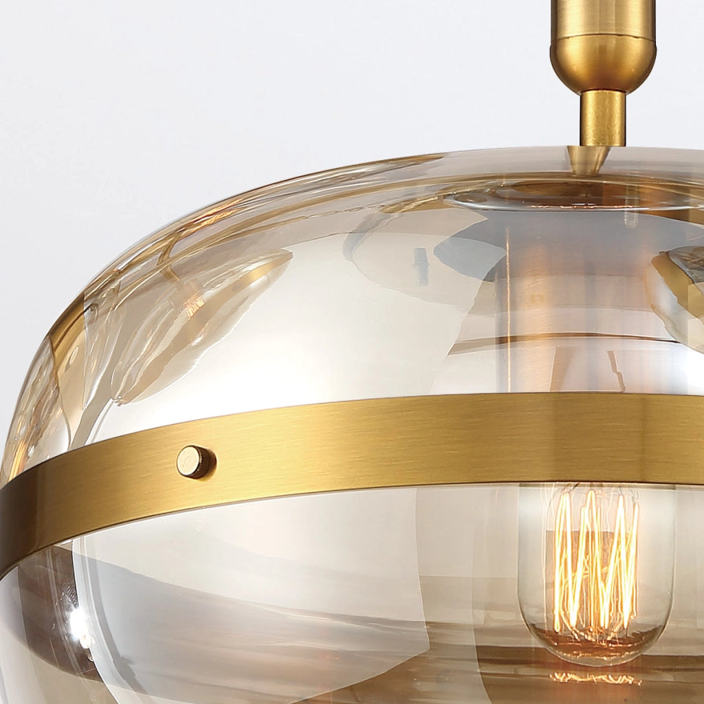 Lampada a sospensione Nottingham ottone ambra Ø36 E27