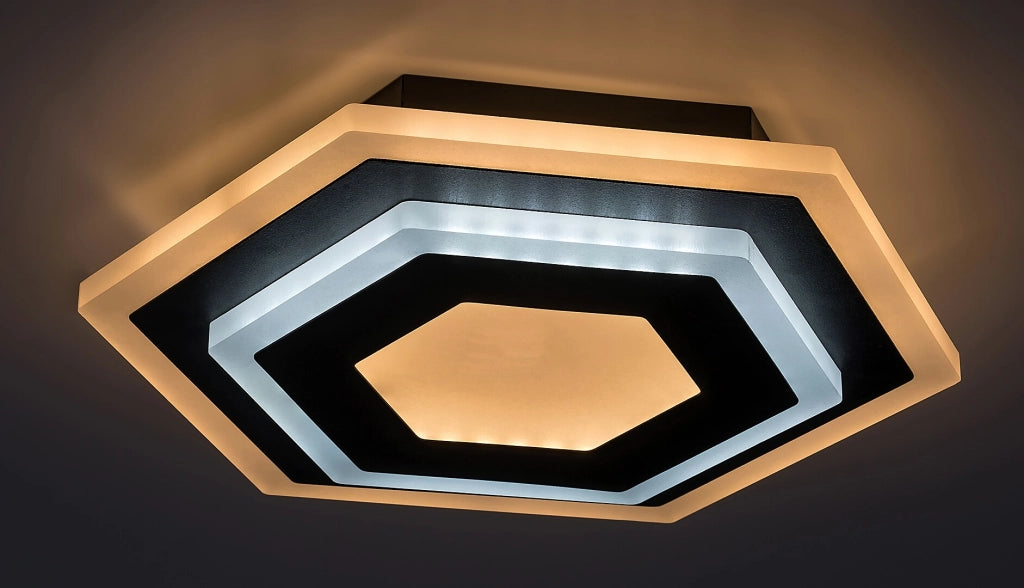 Plafoniera LED Rabalux Bitsi esagonale nera 23W 27cm