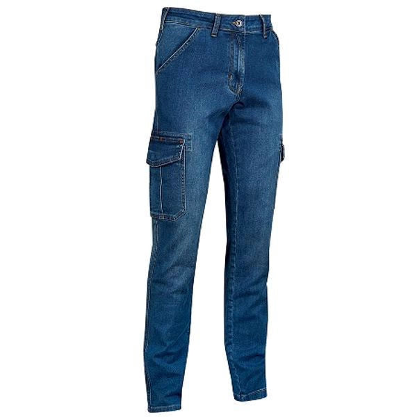 U-power WEX244GJ Exciting Wear Jeans Cargo da Lavoro Uomo Slim Fit Stretch 79% Cotone 20% Cotone Riciclato Zip YKK colore Guado