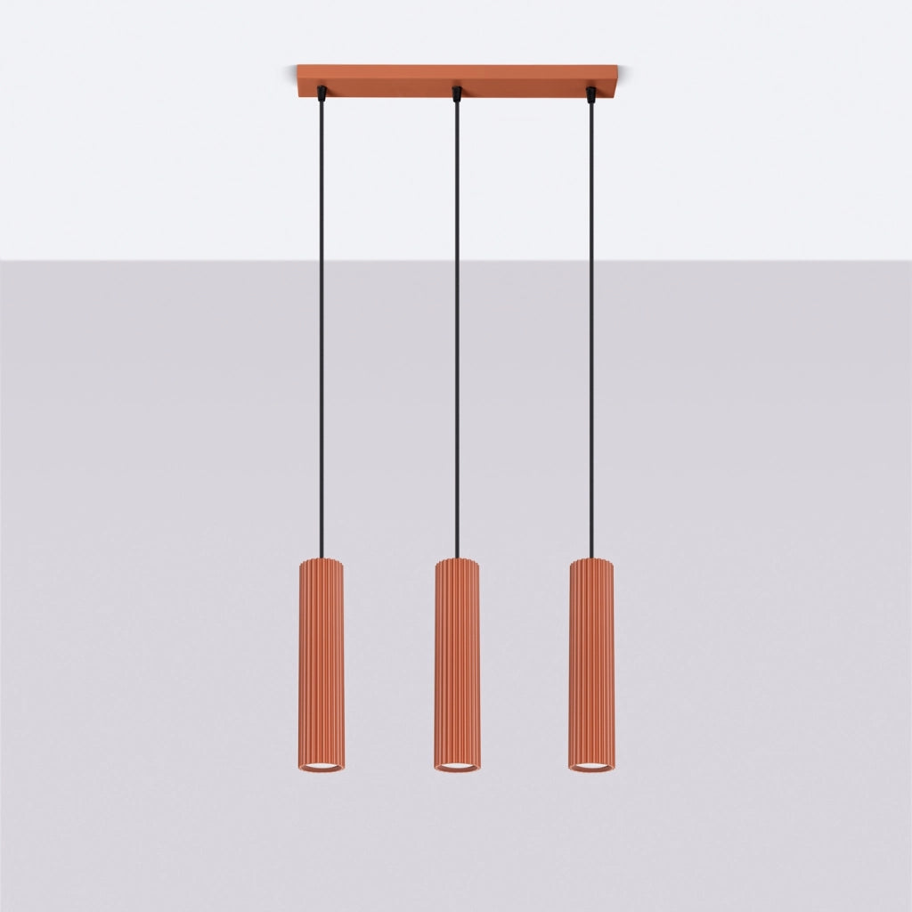 Lampada a sospensione KARBON 3L rosso ocra
