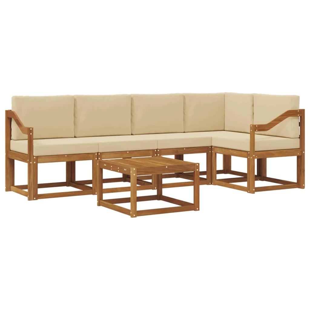 Set di divani da esterno con cuscino 6 pcs Naturale e Beige 3366446