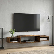 Mobile TV da Parete A parete-Credenza per TV sospesa Rovere Fumo 140 x 28 x 21 cm