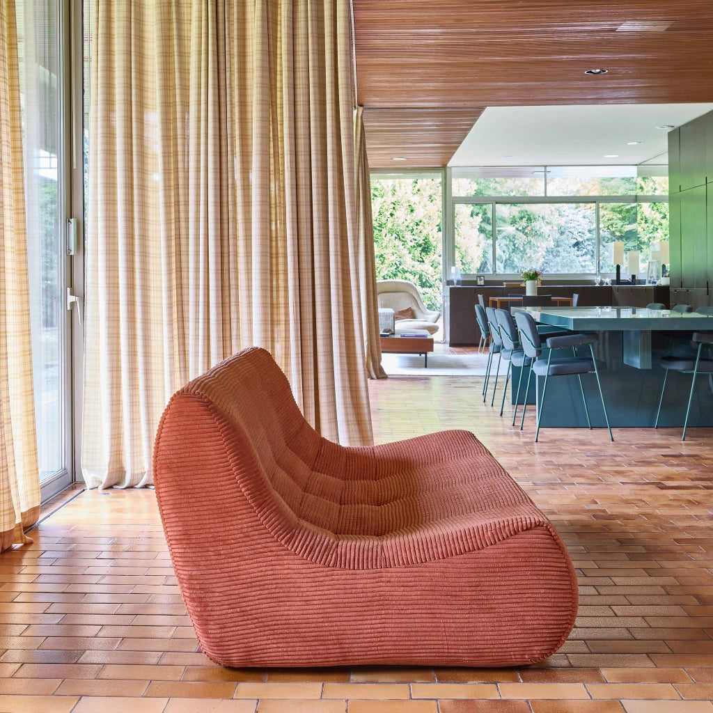 Poltrona in velluto a coste, 3 posti, terracotta