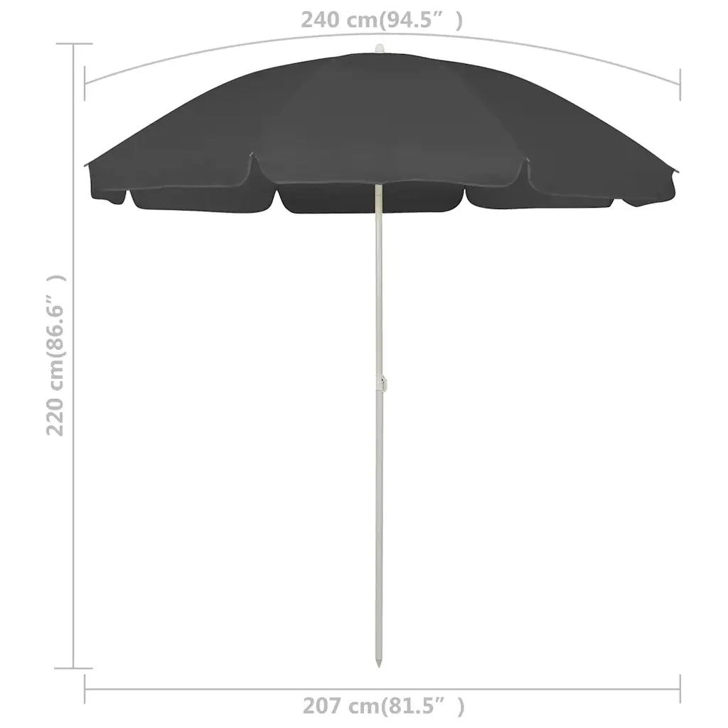 Ombrellone da Spiaggia Antracite 240 cm 314706