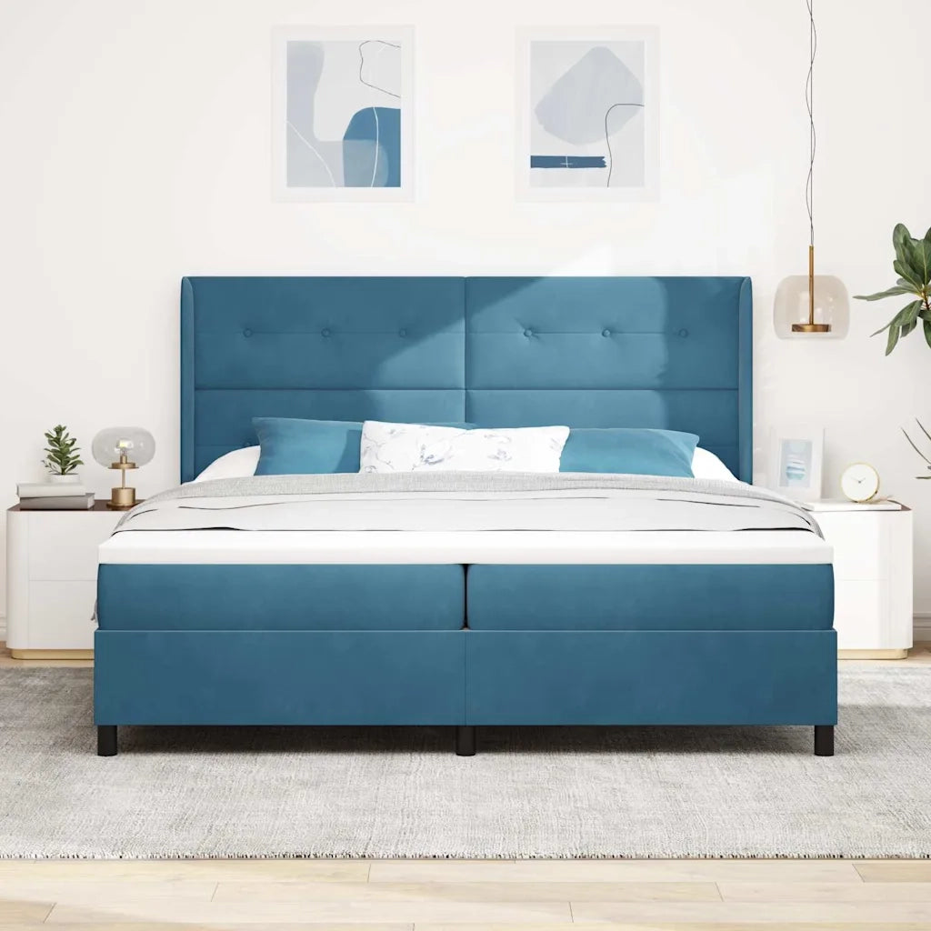 Letto a molle con strisce LED Blu 200 x 200 cm Velluto 3343890