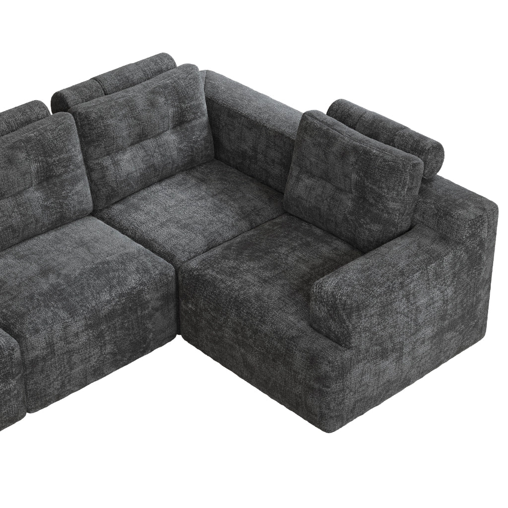 DIVANO Modulare a U 252x180x82 cm Chenille Grigio 5-6 posti