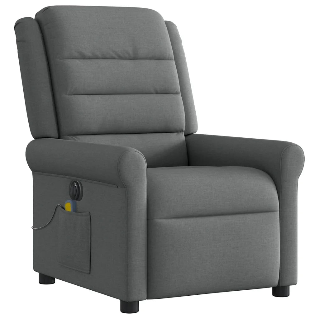 Poltrona Reclinabile Massaggio Elettrica Grigio Scuro Tessuto 3303305