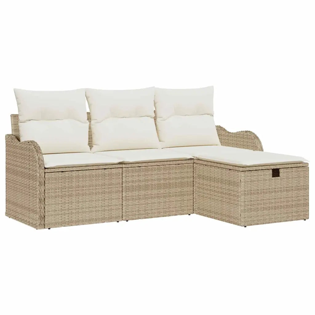 Set Divano da Giardino 4 pcs Beige e Crema polyrattan 3358950
