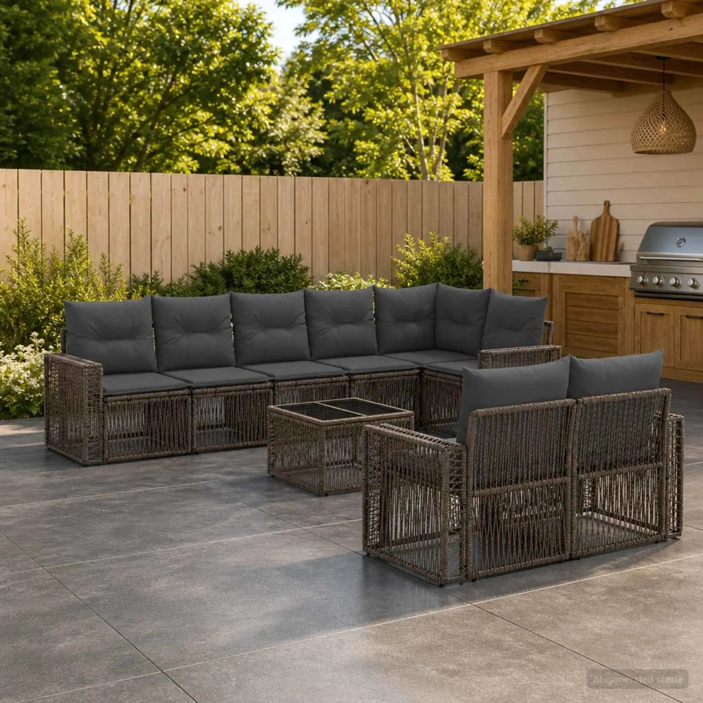 Set Divano da Giardino 9 pz Grigio e Grigio Scuro polyrattan 3435188