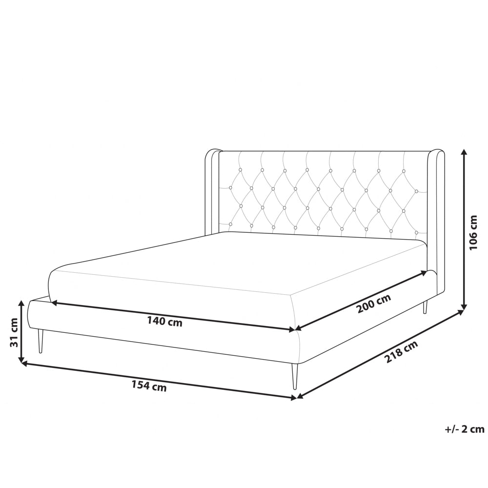 Letto matrimoniale in velluto grigio 140 x 200 cm design moderno