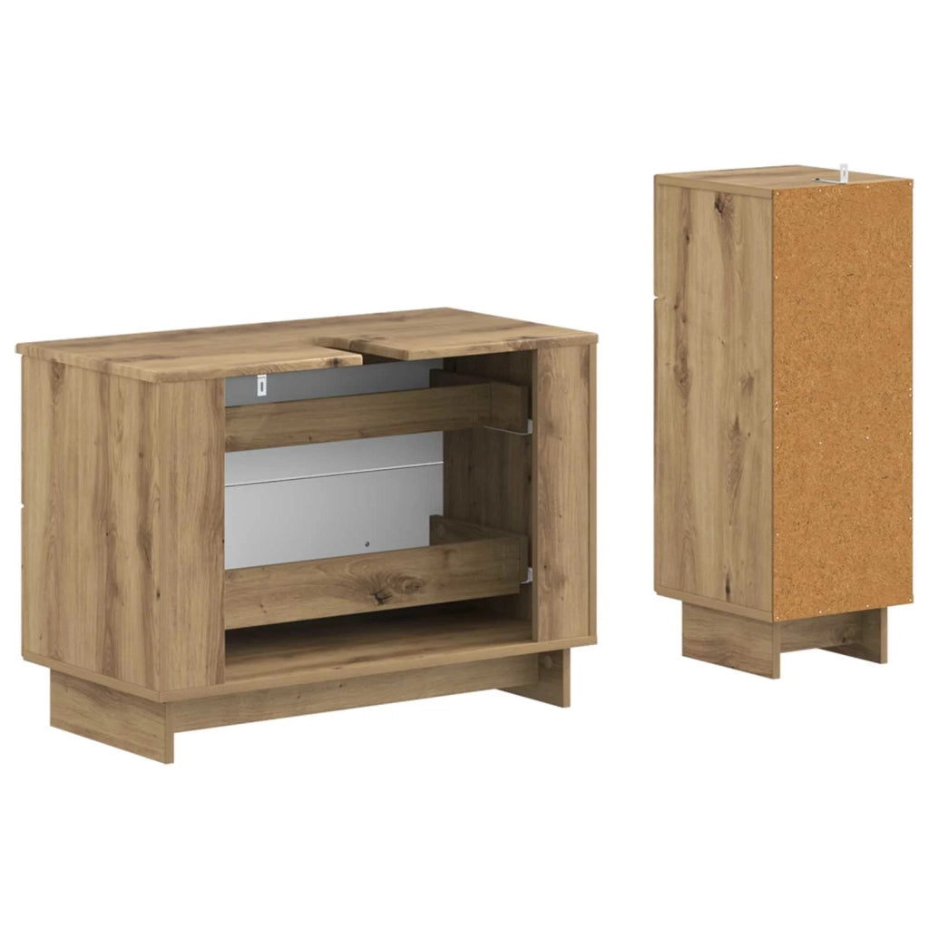 Set di Armadi da Bagno da 2 Pezzi EDE Rovere Artigianale 3417665