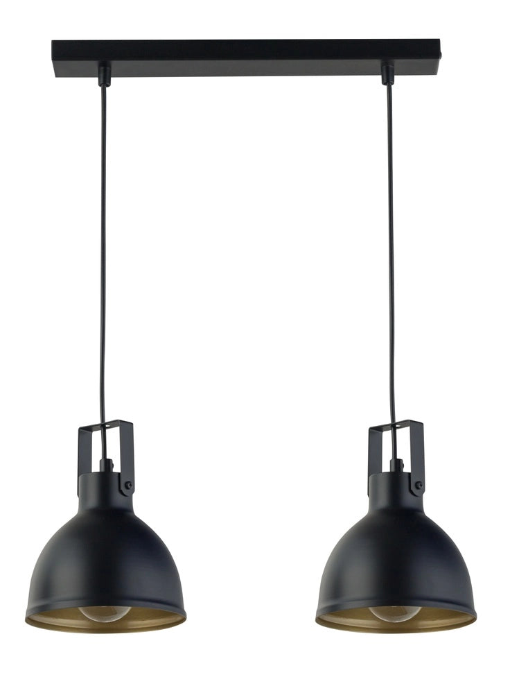Lampada a sospensione Mars doppia loft nera/oro 2xE27