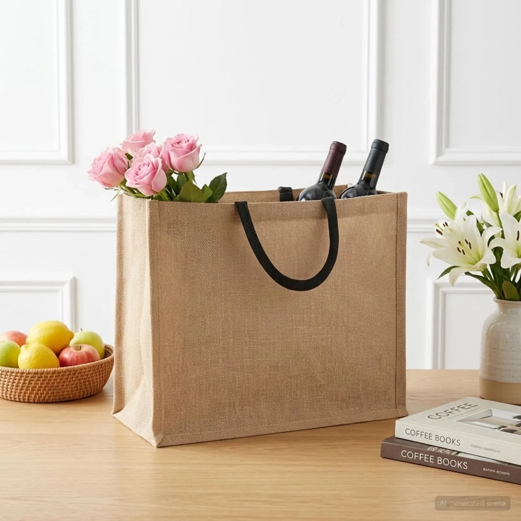 Borse in juta 5 Naturale e Nero 42 x 33 x 19 cm 100% Juta Tossa 42012281