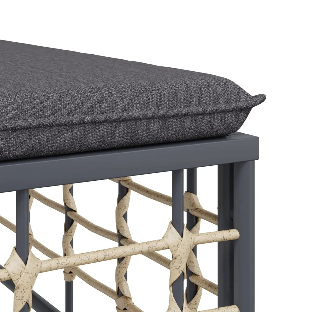 Divano Centrale da Giardino con Cuscini Polyrattan Grigio Scuro 364135